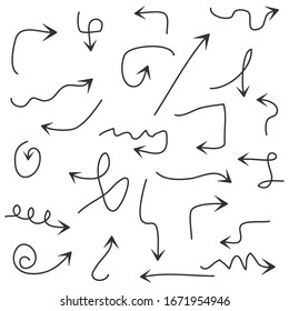Arrows set vector illustration. Hand drawn abstract arrows.