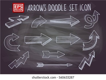 arrows set vector isolated on blackboard