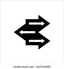 Arrows shape black color arrow two on right hand and 1 in left