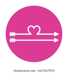 arrows with shape heart in neon light, valentines day vector illustration design