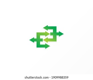 Arrows shape vector logo design concept. EE Initial icon design