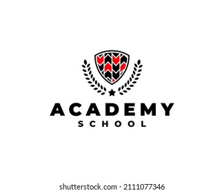 arrows shield school academy logo concept vector illustration