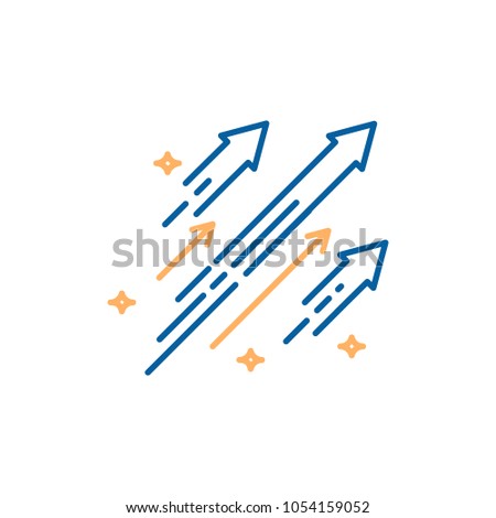 Arrows shooting to the stars. Vector trendy thin line icon illustration design. Concept for financial, personal and creative growth