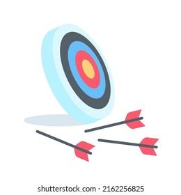 Arrows shot to the center of the target. business goal setting concept