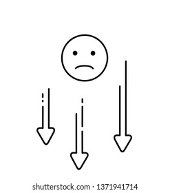 arrows show the fall. drop icon. icon man upset. vector illustration.