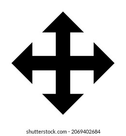 Arrows Showing 4 Directions Move  Icon. Vector Image.