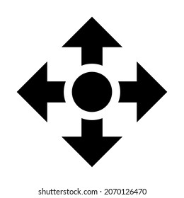Arrows Showing 4 Directions Move  Icon. Vector Image.