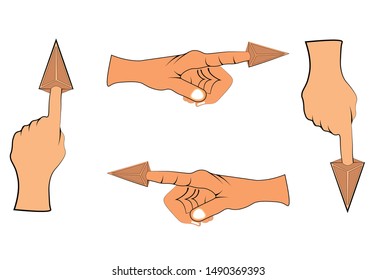 arrows showing directions with finger, direction signs and arrows


