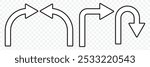 Arrows Showing Road Traffic. Prohibitory Road Signs. Vector Icons. No U-Turn, No Left and Right Turn, One-Way Traffic, and No Entry. EPS 10.