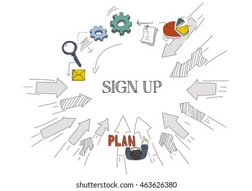 Arrows Showing SIGN UP