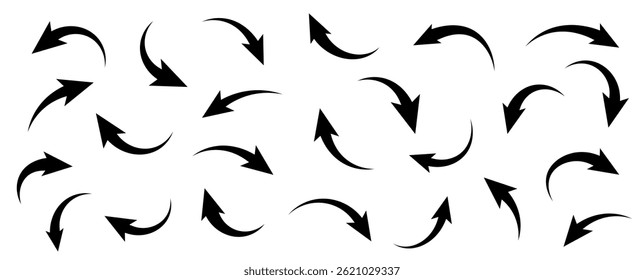 Arrows sign. Curved arrows.  Curved arrows set. Arrow symbol collection. Vector arrows illustration.