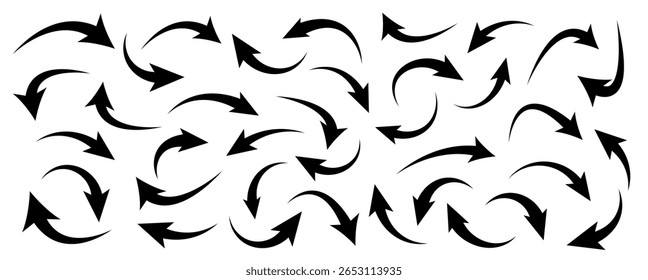 Arrows sign. Curved arrows.  Curved arrows set. Arrow symbol collection. Vector arrows illustration.