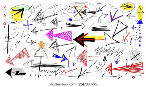  conjunto de doodle de señalización de flechas , elemento de diseño de vector