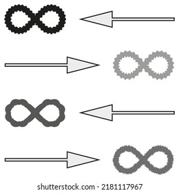 arrows and sign infinity. Design element. Circle geometric shape. Vector illustration. stock image.