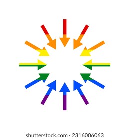 Arrows sign. Rainbow gay LGBT rights colored Icon at white Background. Illustration.