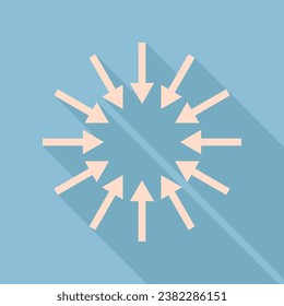 Arrows sign. Unbleached silk Icon with very long shadow at dark sky blue background. Illustration.