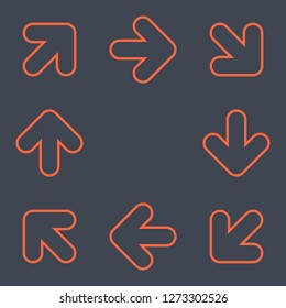 Arrows signs make a circle movement. Red icons created in flat style. The design graphic element is saved as a vector illustration in the EPS file format.