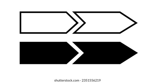 Arrows simple hand drawn vector illustration, free form sign pointing to right, showing direction