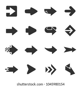 Arrows, simple icons set. Arrow, isolated vector monochrome illustration