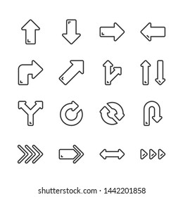 Arrows in simple outline icon set.Vector illustration
