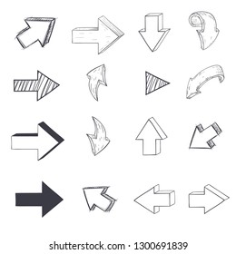 Arrows. Sketch drawing. Vector illustration isolated on white background