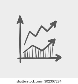 Arrows sketch icon for web and mobile. Hand drawn vector dark grey icon on light grey background.