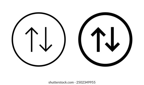 Arrows sort icon on circle line. Item sorting sign symbol