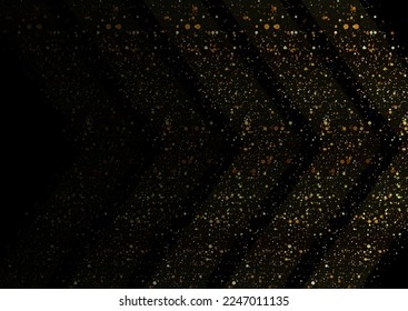 Arrows of sparkling golden dots abstract tech background. Vector design