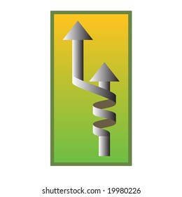arrows spiral up and straight up