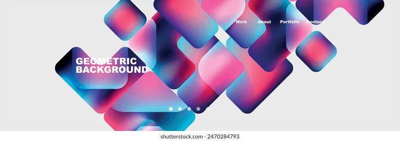 Arrows and squares with bright colors and round angles. Vector Illustration For Wallpaper, Banner, Background, Card, Book Illustration, landing page