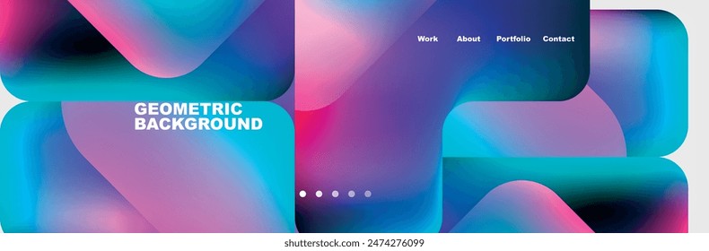 Arrows and squares with bright colors and round angles. Vector Illustration For Wallpaper, Banner, Background, Card, Book Illustration, landing page