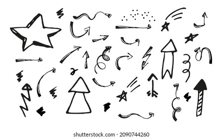 arrows ,stars drawing vector design elements set