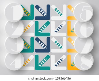 Arrows steps design from one till eight