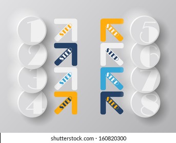 Arrows steps design from one till eight