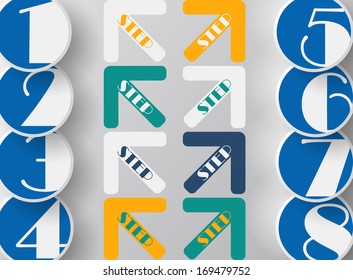 Arrows steps design from one till eight