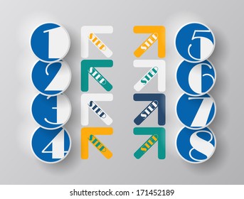 Arrows steps design from one till eight