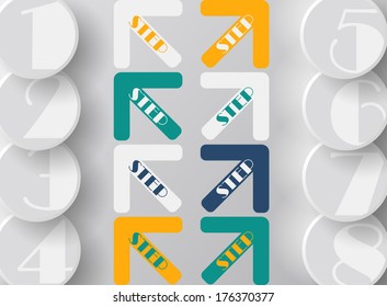Arrows steps design from one till eight