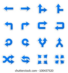 Arrows stickers. Vector icons set.