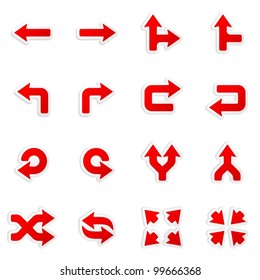 Arrows stickers. Vector icons set.