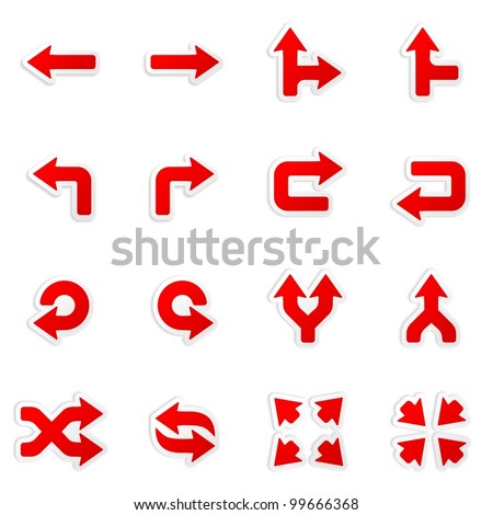 Arrows stickers. Vector icons set.