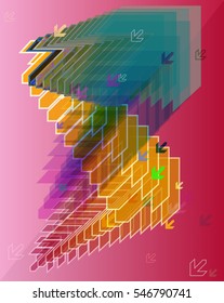 arrows in symbolic confusion, complex wallpaper at multicolor