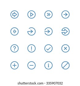 Arrows and symbols icon set - vector minimalist. Different symbols on the white background.