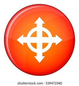 Arrows target icon in red circle isolated on white background vector illustration