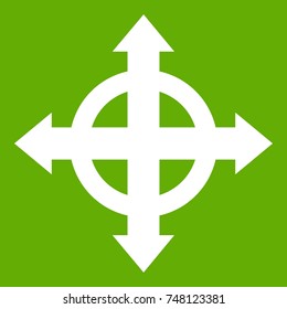 Arrows target icon white isolated on green background. Vector illustration