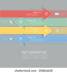 Arrows template 4 steps on grey background. Vector eps 10.