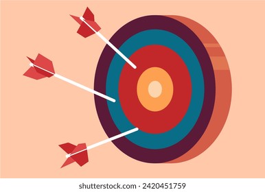 Arrows that missed their target. Loser, not winning concept. Colourful illustration.