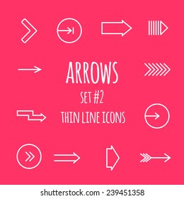 Arrows thin line icons. 