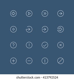 Arrows thin outline icon set - different symbols on the dark background