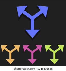 arrows in three direction icon in multicolor. Simple glyph vector of arrow set for UI and UX, website or mobile application on white background