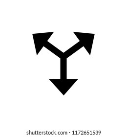 arrows in three direction icon. Simple glyph vector for UI and UX, website or mobile application on white background